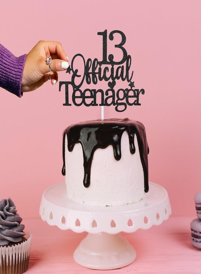 Larrel 13th Official Teenager Cake Topper, Double Sides Glitter 13 Birthday Cake Pick Decorations Happy Birthday Party Supplies Decorations for Teen Boys Girls (Black) - Image 4
